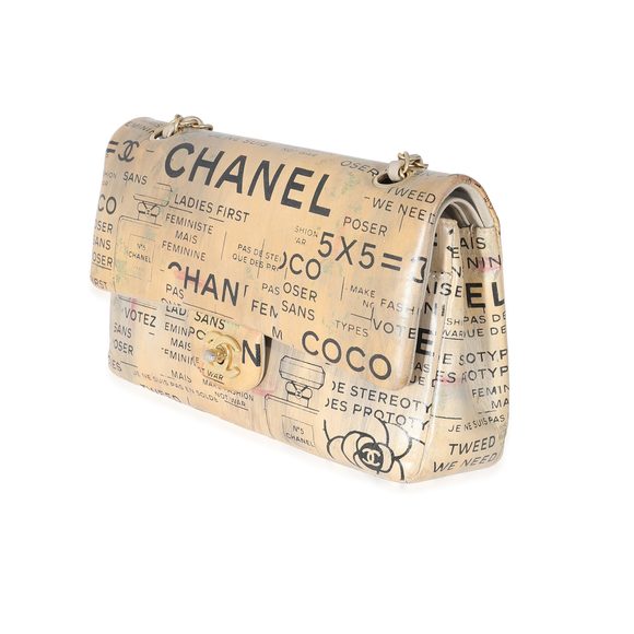 Chanel Limited Edition Graffiti Newspaper Print Medium Double Flap Bag - Picture 2 of 6